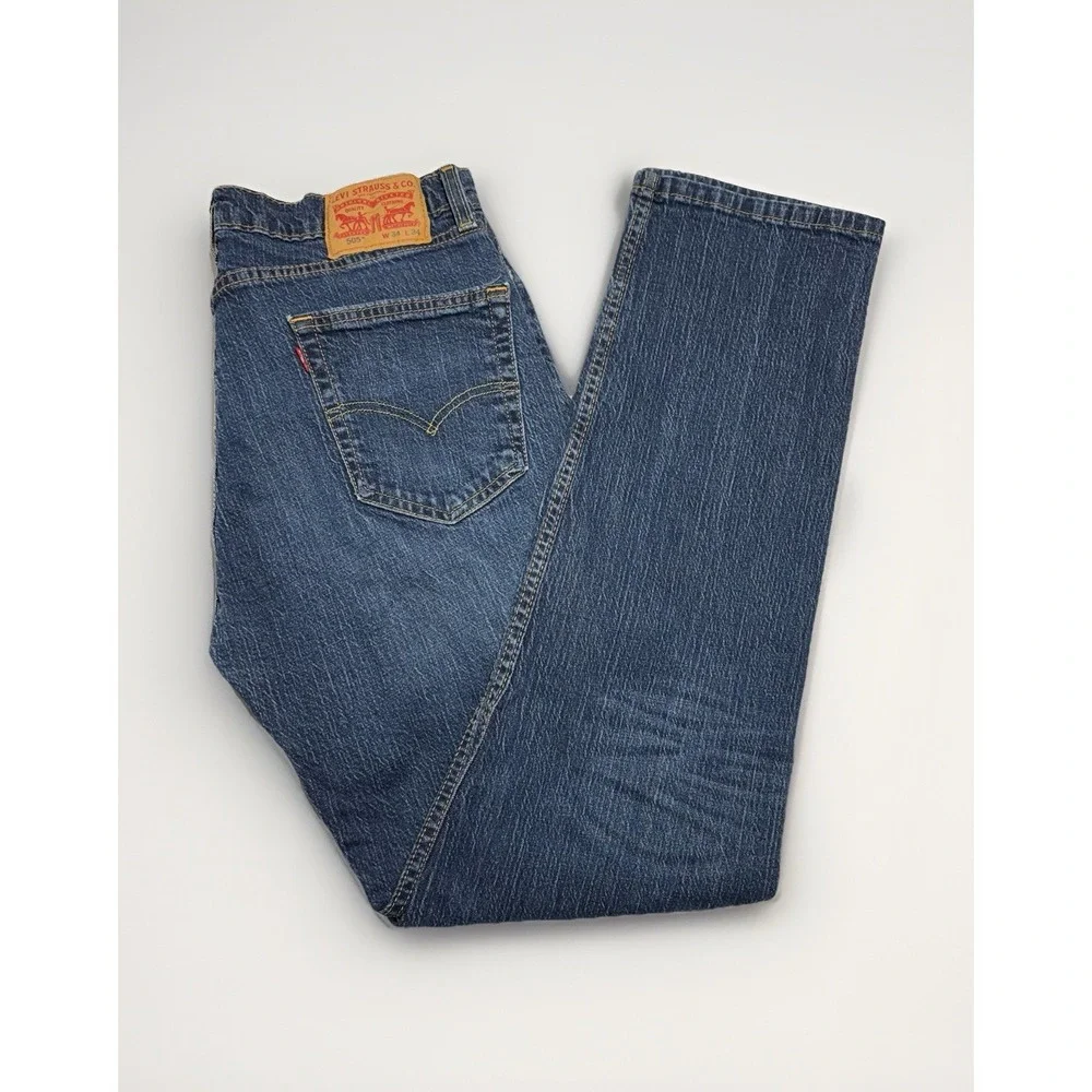 Levis 505 Jeans Mens 34x34 (Act 32x33)‎ Regular Fit Straight Leg Dark Wash Denim